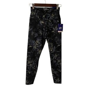 JoyLab Leggings Athletic‎ Sculpture Drawstring Black Floral Size XS New